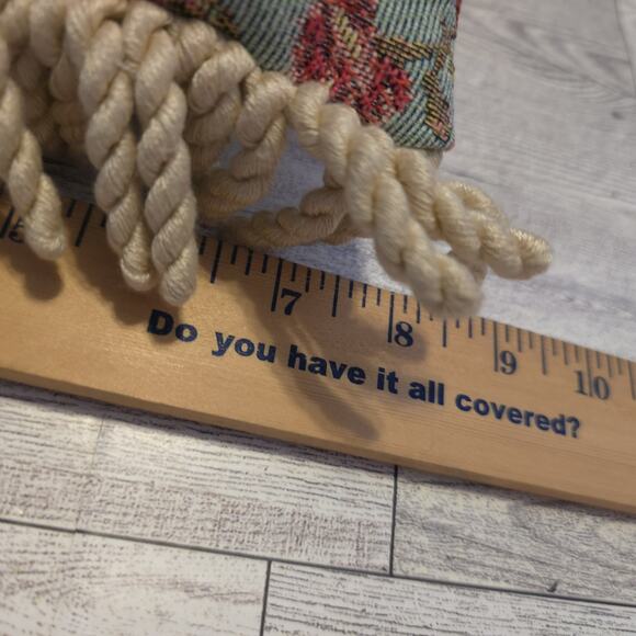 Vintage Tapestry Pillow Friend Floral Roses Throw Cushion Fringe Accent Decor - Picture 6 of 6